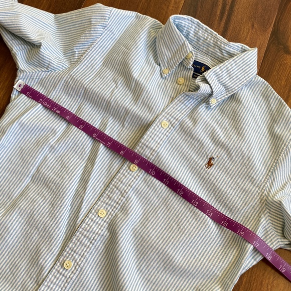 Ralph Lauren Blue Striped 100% Cotton Oxford Button Down Shirt Flesh Pony - Picture 7 of 9